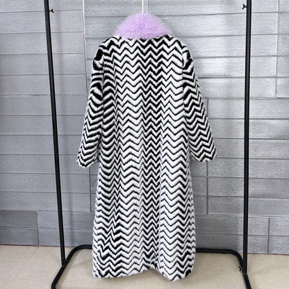 Stitching Contrast Color Super Long Green Fruit Coats