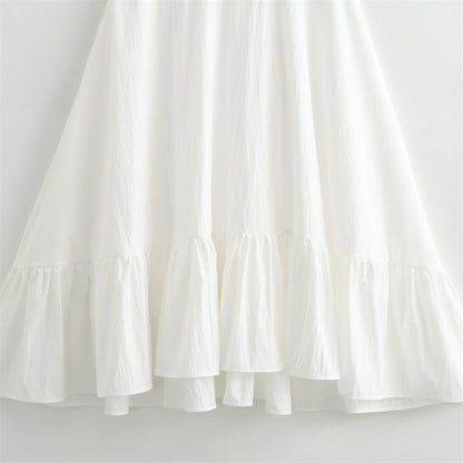 Women's Summer Fashion Laminated Decoration Poplin Sleeveless Dresses
