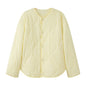 Casual Round Neck Rhombus Cotton Thickened Coats