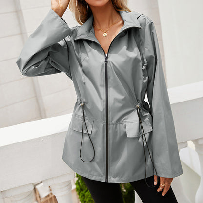 Women's Zipper Waterproof Raincoat Outdoor Sports Windcheater Coats