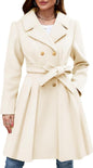 Women's Slim Double-breasted Notched Lapel Woolen With Coats