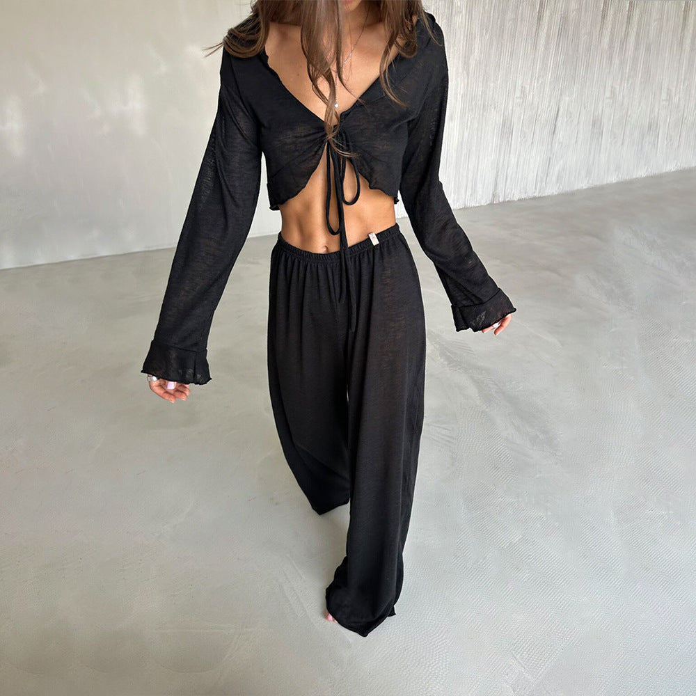 Women's Modal Pajamas Lazy Long-sleeved Trousers Casual Suits