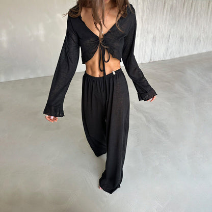 Women's Modal Pajamas Lazy Long-sleeved Trousers Casual Suits