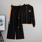 Women's Set Round Neck Zipper Outerwear Casual Wide Suits