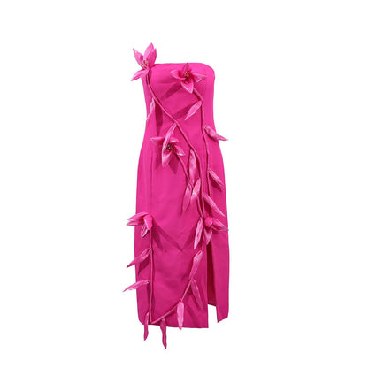 Women's Three-dimensional Flower Slim Fit Patchwork Split Dresses