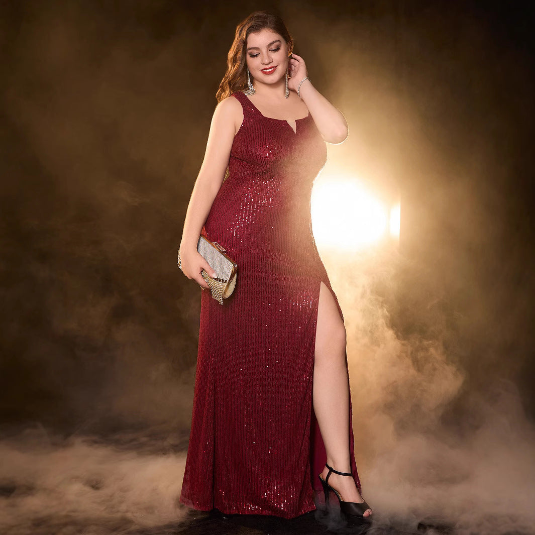 Women's Sexy Backless Sequins Dress Prom Party Dresses