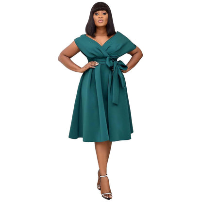 Women's Fashion Solid Color Large Swing Dress Dresses