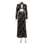 Women Clothing Sexy Cutout Design Turtleneck High Slit Red Carpet Lace Dress Women