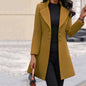 Women's Elegant Mid-length Single-breasted Slim Lapel Woolen Coats