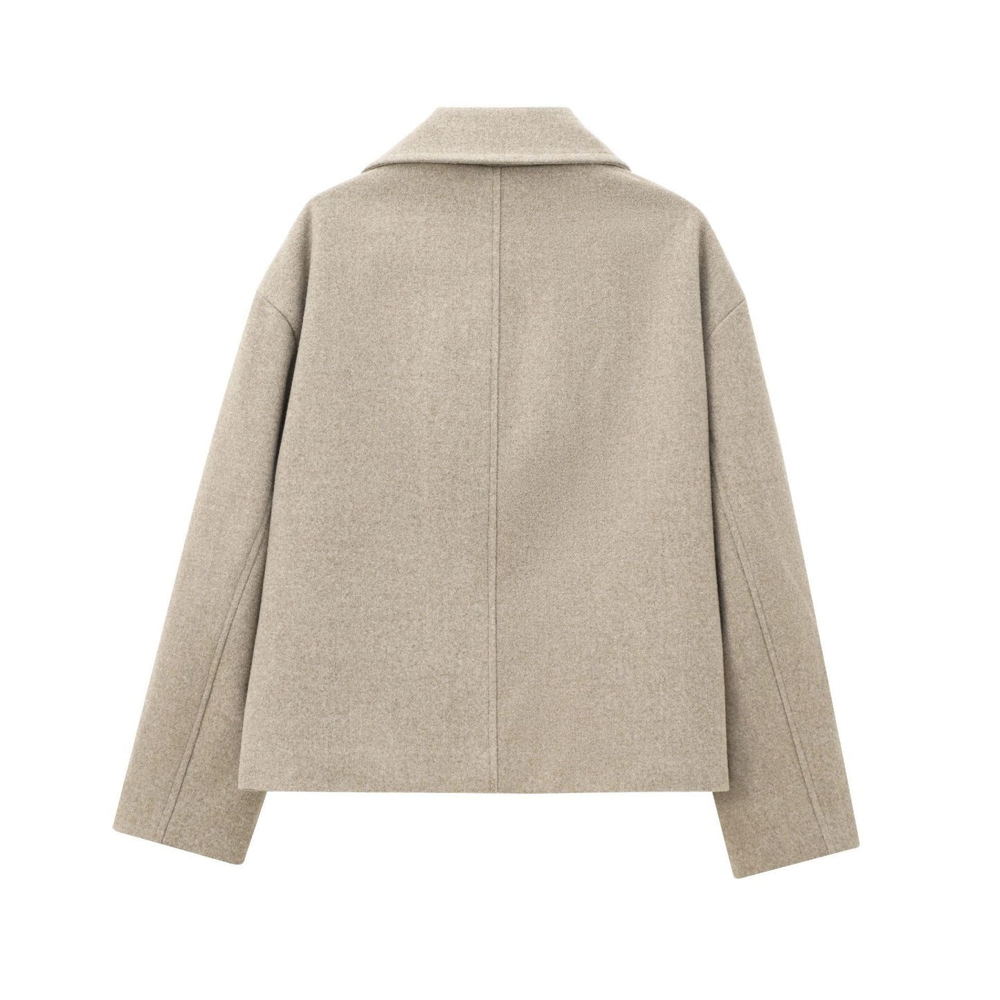 Women's Versatile Two-tone Double Breasted Wool Overcoat Coats