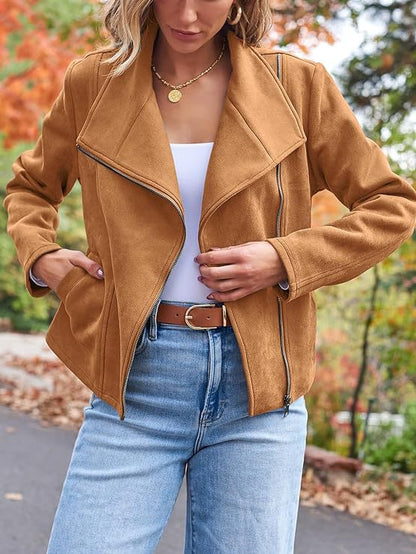 Classy Glamorous Fashion Casual Motorcycle Suede Coats