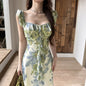 Women's Dress Flower Sweet Lotus Leaf Cinched Dresses