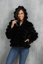 Women's Striped Hooded Imitation Fur Cropped Plush Coats