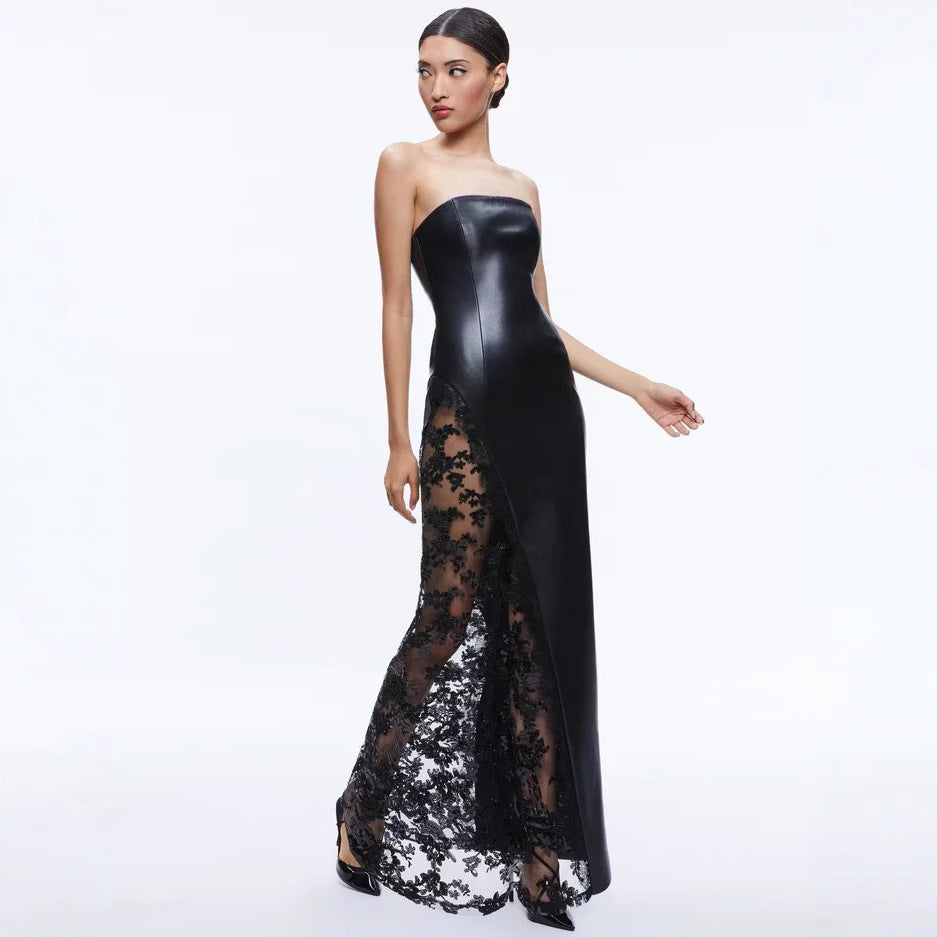 Leather Fashionable Elegant Tube Lace Sexy Dresses