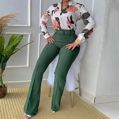 Women's Stand Collar Long Sleeve Shirt Wide Suits