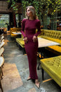 Women's Long Sleeve Dress Knitted Round Neck Sunken Stripe Dresses