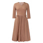 Women's Solid Color Fashion Pleated Sleeve African Dresses