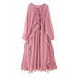 Women's Summer Laminated Ruffled Tied Chiffon Dress Dresses