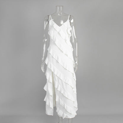 Ruffled Strap Long Dress Summer Sexy Dresses