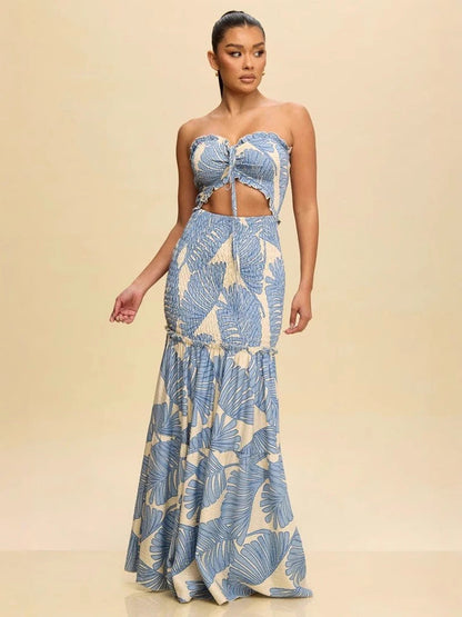 Women's Fashion Wear Printed Tube Cinched Dress Dresses
