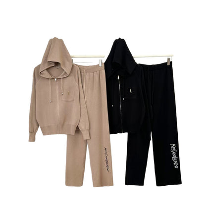 Women's Casual Fashion Zipper Elastic Wide Leg Suits