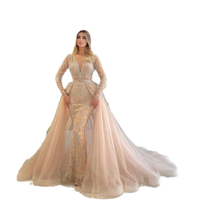 Women's Dress Temperament Trailing French Simplicity Sprinkling Gold Palace Wedding Dresses
