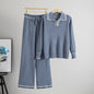 Set Long Sleeve Collar Shirt Wide Leg Suits