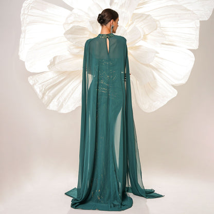 Women's Sleeve Sequined Banquet Cloak Fishtail Dress Dresses