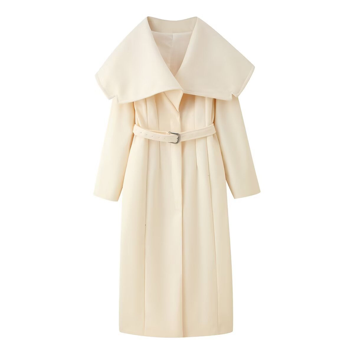 Women's Fashion Casual With Belt Lapel Woolen Coats