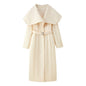 Women's Fashion Casual With Belt Lapel Woolen Coats