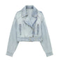 Women's Classic French Style Motorcycle Denim Coats