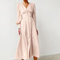 Women's Sleeve Elegant Slim Satin Court Waist Dresses