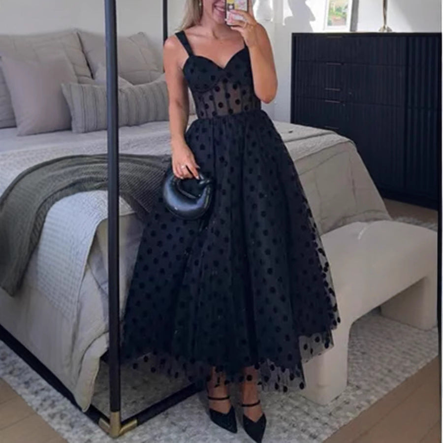 Women's Sexy Mesh Zipper Dress Casual Loose Dresses