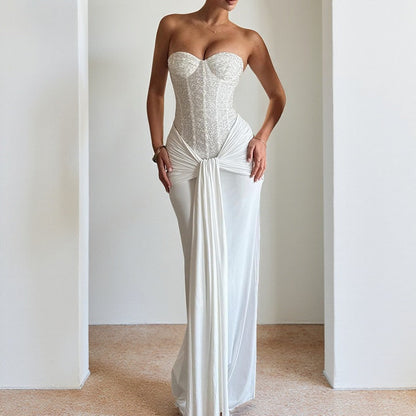 Long Dress Waist Slimming Ribbon Tube Dresses