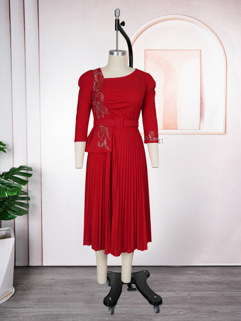 Women's Elegant Commuter Pleated African Wear Dress Dresses