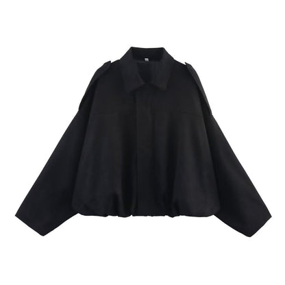 Women's Lapel Color Casual Suede Pilot Texture Jackets