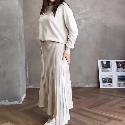 Solid Color High Waist Pleated Dress Dresses
