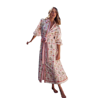 Slouchy Casual Linen Long Flower Dress Dresses