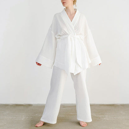 Women's French Style Loose Trousers Gauze Two-piece Solid Suits