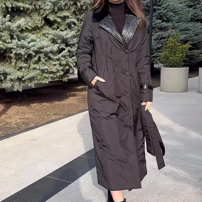 Fashion Solid Color Fur Stitching Lapel Coats