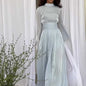 Style Round Neck Waist Trimming Pleated Dresses