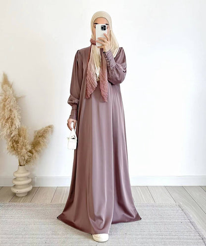 Women's Spring Muslim Wear Soft Fashion Satin Dresses
