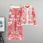 Women's Jacquard Landscape Painting Fashionable Knitted Round Suits