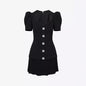 Women's Vintage Style Single-breasted Black Dress Button Dresses