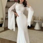 Solid Color Stitching Big Swing Sleeve Dresses