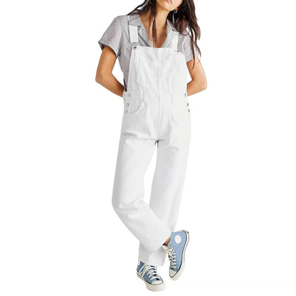 Women's Fashion Casual Loose Denim Suspender Trousers Jeans