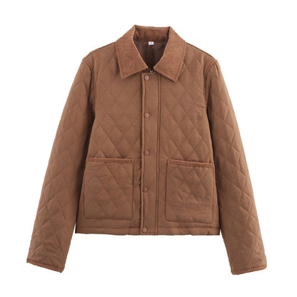 Women's Versatile Fashionable Lapel Thread Thermal Coats