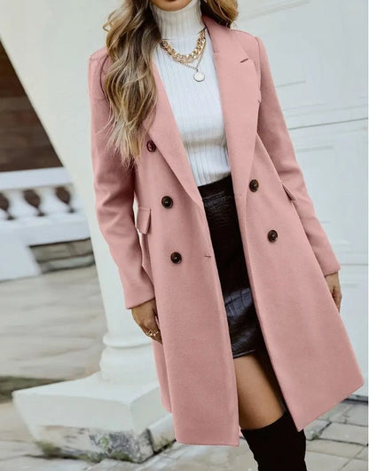 Trade Lady Temperament Elegant Double-breasted Woolen Coats