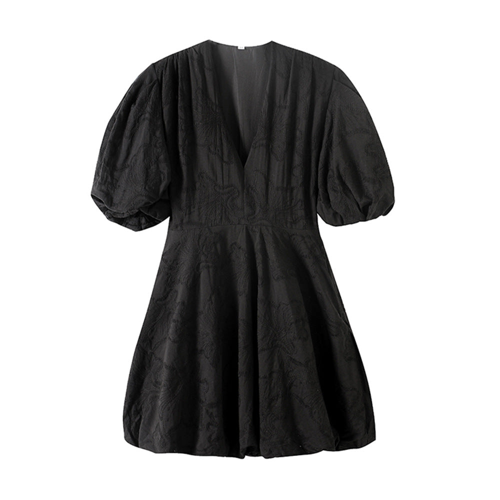 Women's Summer White Embroidery Puff Sleeves Mini Dresses