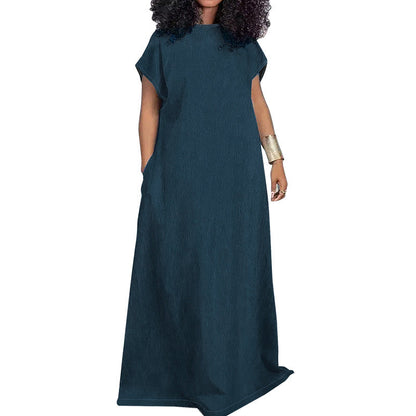 Women's Large Denim Sleeveless Backless Long Dress Dresses